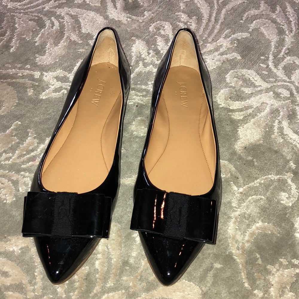 J Crew patent bow flats 8.5